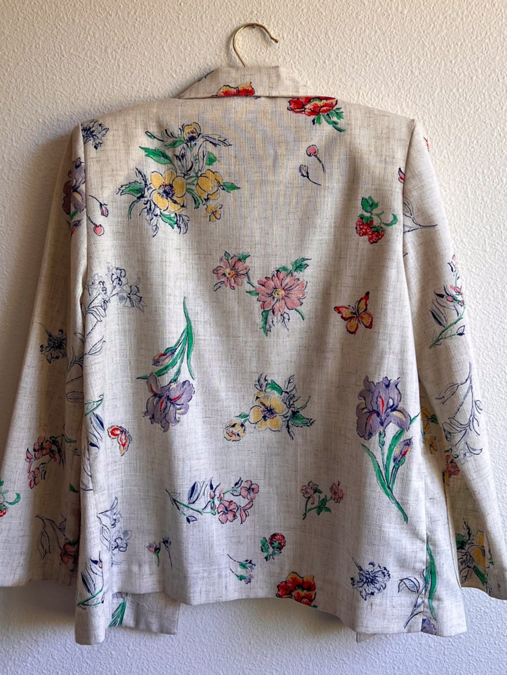 Vintage 1970s Cream Blazer With Summer Florals (M/L) - Picture 11 of 14